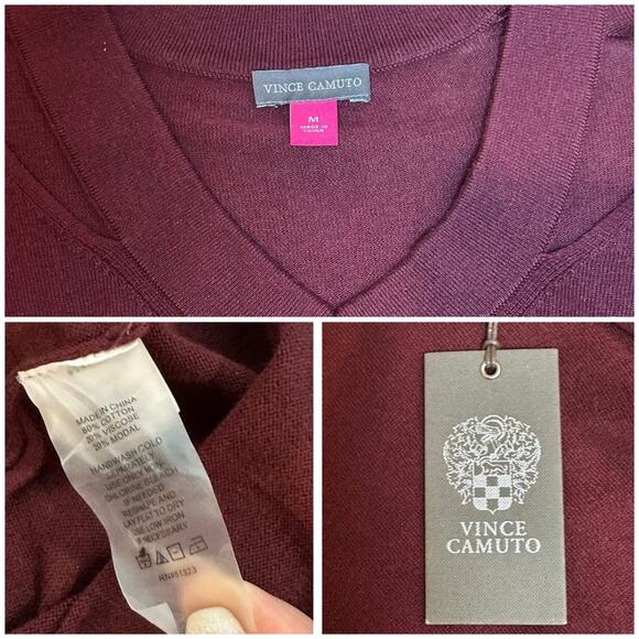 #T28 Vince Camuto Wine Cut Out Neck Sweater SZ M $88 - Picture 10 of 10